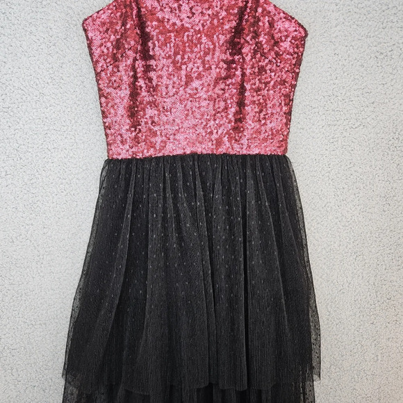 Dress The Population Women's Kady Dress Sz XS Merlot Sequins Tiered Tulle - Picture 4 of 13